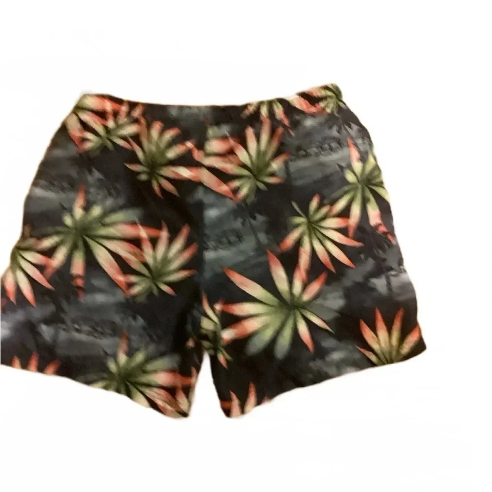 Nautica Blue Floral Swim Trunks, Size Large